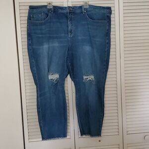 TORRID Womens 26R  High rise straight destroyed cropped Jeans